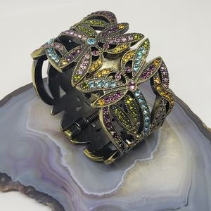 Heidi Daus Dancing Dragonfly Crystal-Accented Hinged Bangle Watch Bracelet